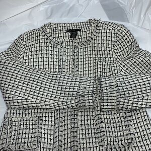 Wmn's Apostrophe Blk Wht Crm Pckt Blzr Jkt Sz 16P